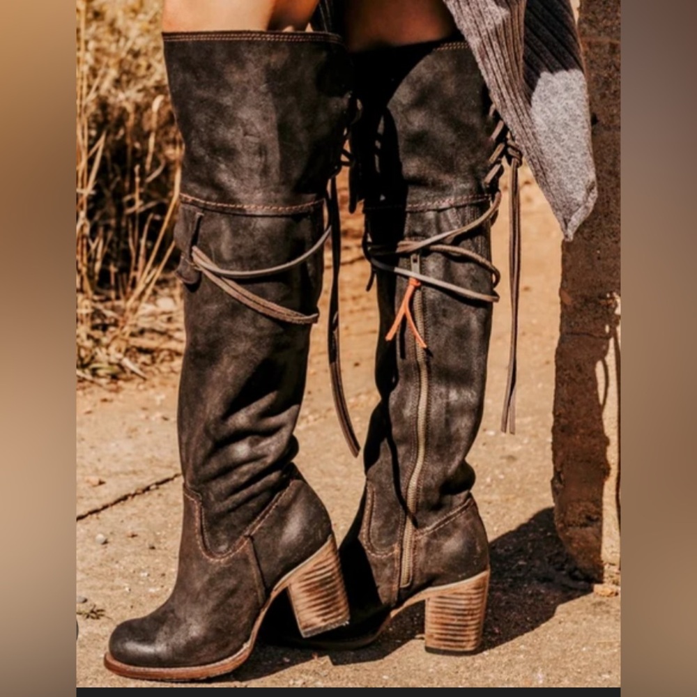 Freebird Brock Sued Black Over the Knee Boots